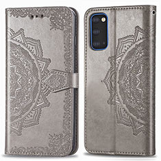 Custodia Portafoglio In Pelle Fantasia Modello Cover con Supporto per Samsung Galaxy S20 Grigio