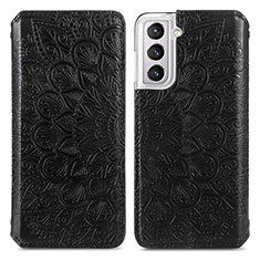 Custodia Portafoglio In Pelle Fantasia Modello Cover con Supporto per Samsung Galaxy S21 5G Nero