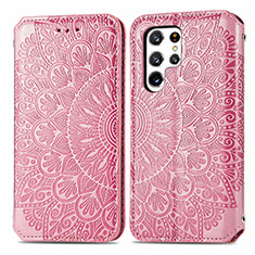 Custodia Portafoglio In Pelle Fantasia Modello Cover con Supporto per Samsung Galaxy S21 Ultra 5G Oro Rosa