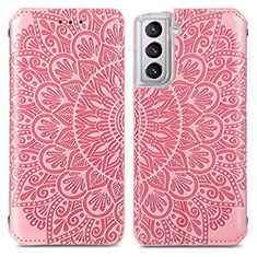 Custodia Portafoglio In Pelle Fantasia Modello Cover con Supporto per Samsung Galaxy S22 5G Oro Rosa