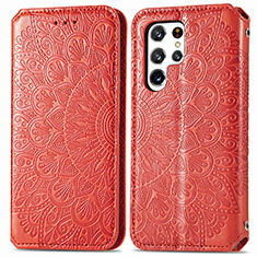 Custodia Portafoglio In Pelle Fantasia Modello Cover con Supporto per Samsung Galaxy S23 Ultra 5G Rosso