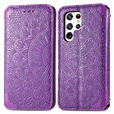 Custodia Portafoglio In Pelle Fantasia Modello Cover con Supporto per Samsung Galaxy S24 Ultra 5G Viola