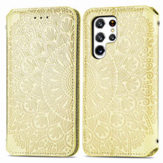 Custodia Portafoglio In Pelle Fantasia Modello Cover con Supporto per Samsung Galaxy S25 Ultra 5G Giallo