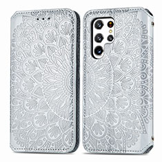 Custodia Portafoglio In Pelle Fantasia Modello Cover con Supporto per Samsung Galaxy S25 Ultra 5G Grigio