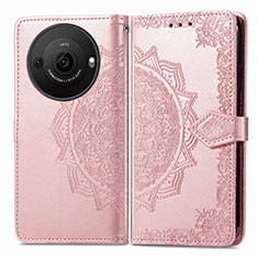 Custodia Portafoglio In Pelle Fantasia Modello Cover con Supporto per Sharp Aquos R8 Pro Oro Rosa