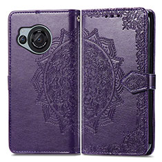 Custodia Portafoglio In Pelle Fantasia Modello Cover con Supporto per Sharp Aquos R8s Viola