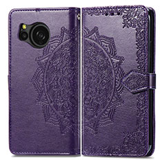 Custodia Portafoglio In Pelle Fantasia Modello Cover con Supporto per Sharp Aquos Sense8 Viola