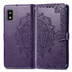 Custodia Portafoglio In Pelle Fantasia Modello Cover con Supporto per Sharp Aquos wish3 Viola