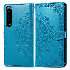 Custodia Portafoglio In Pelle Fantasia Modello Cover con Supporto per Sony Xperia 1 IV Blu