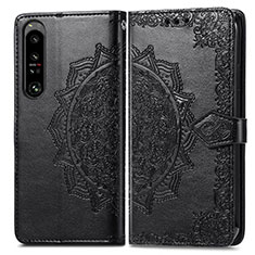 Custodia Portafoglio In Pelle Fantasia Modello Cover con Supporto per Sony Xperia 1 IV Nero