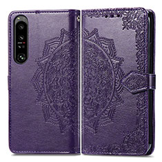 Custodia Portafoglio In Pelle Fantasia Modello Cover con Supporto per Sony Xperia 1 IV SO-51C Viola