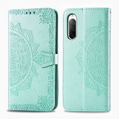 Custodia Portafoglio In Pelle Fantasia Modello Cover con Supporto per Sony Xperia 10 II Verde