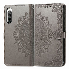 Custodia Portafoglio In Pelle Fantasia Modello Cover con Supporto per Sony Xperia 10 IV SO-52C Grigio