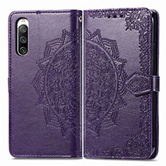 Custodia Portafoglio In Pelle Fantasia Modello Cover con Supporto per Sony Xperia 10 IV SO-52C Viola