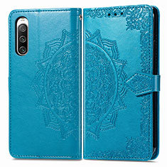 Custodia Portafoglio In Pelle Fantasia Modello Cover con Supporto per Sony Xperia 10 IV SOG07 Blu