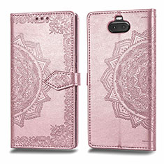 Custodia Portafoglio In Pelle Fantasia Modello Cover con Supporto per Sony Xperia 10 Plus Oro Rosa