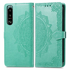 Custodia Portafoglio In Pelle Fantasia Modello Cover con Supporto per Sony Xperia 5 III SO-53B Verde