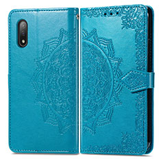 Custodia Portafoglio In Pelle Fantasia Modello Cover con Supporto per Sony Xperia Ace II Blu