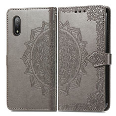 Custodia Portafoglio In Pelle Fantasia Modello Cover con Supporto per Sony Xperia Ace II Grigio