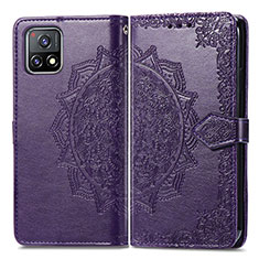 Custodia Portafoglio In Pelle Fantasia Modello Cover con Supporto per Vivo iQOO U3x 5G Viola