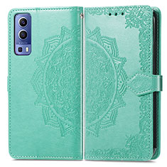 Custodia Portafoglio In Pelle Fantasia Modello Cover con Supporto per Vivo iQOO Z3 5G Verde