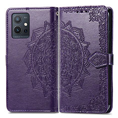 Custodia Portafoglio In Pelle Fantasia Modello Cover con Supporto per Vivo iQOO Z6 5G Viola