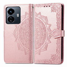 Custodia Portafoglio In Pelle Fantasia Modello Cover con Supporto per Vivo iQOO Z6 Lite 5G Oro Rosa