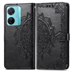 Custodia Portafoglio In Pelle Fantasia Modello Cover con Supporto per Vivo iQOO Z6 Pro 5G Nero