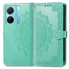 Custodia Portafoglio In Pelle Fantasia Modello Cover con Supporto per Vivo iQOO Z6 Pro 5G Verde