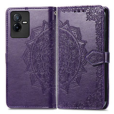 Custodia Portafoglio In Pelle Fantasia Modello Cover con Supporto per Vivo T2x 5G Viola