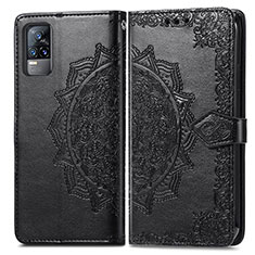 Custodia Portafoglio In Pelle Fantasia Modello Cover con Supporto per Vivo V21e 4G Nero