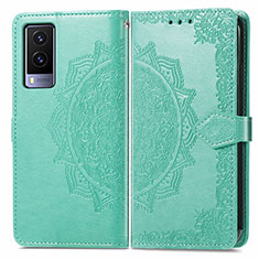 Custodia Portafoglio In Pelle Fantasia Modello Cover con Supporto per Vivo V21e 5G Verde