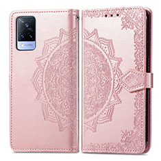 Custodia Portafoglio In Pelle Fantasia Modello Cover con Supporto per Vivo V21s 5G Oro Rosa