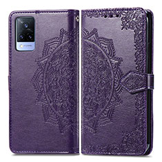 Custodia Portafoglio In Pelle Fantasia Modello Cover con Supporto per Vivo V21s 5G Viola