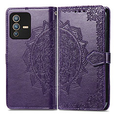 Custodia Portafoglio In Pelle Fantasia Modello Cover con Supporto per Vivo V23 Pro 5G Viola