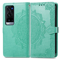 Custodia Portafoglio In Pelle Fantasia Modello Cover con Supporto per Vivo X60 Pro+ Plus 5G Verde