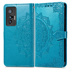 Custodia Portafoglio In Pelle Fantasia Modello Cover con Supporto per Vivo X70t Blu