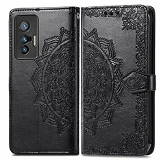 Custodia Portafoglio In Pelle Fantasia Modello Cover con Supporto per Vivo X70t Nero