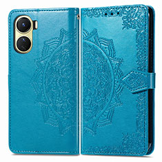 Custodia Portafoglio In Pelle Fantasia Modello Cover con Supporto per Vivo Y02S Blu