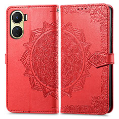 Custodia Portafoglio In Pelle Fantasia Modello Cover con Supporto per Vivo Y02S Rosso