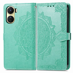 Custodia Portafoglio In Pelle Fantasia Modello Cover con Supporto per Vivo Y02S Verde