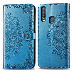 Custodia Portafoglio In Pelle Fantasia Modello Cover con Supporto per Vivo Y11 Blu