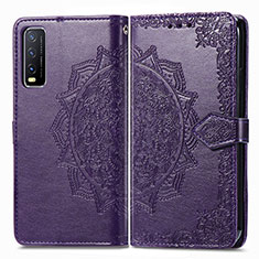 Custodia Portafoglio In Pelle Fantasia Modello Cover con Supporto per Vivo Y20a Viola