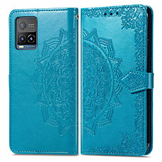 Custodia Portafoglio In Pelle Fantasia Modello Cover con Supporto per Vivo Y21 Blu