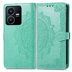 Custodia Portafoglio In Pelle Fantasia Modello Cover con Supporto per Vivo Y22s Verde