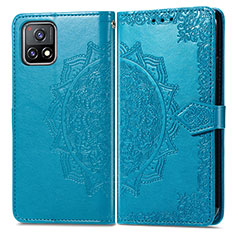 Custodia Portafoglio In Pelle Fantasia Modello Cover con Supporto per Vivo Y31s 5G Blu