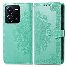 Custodia Portafoglio In Pelle Fantasia Modello Cover con Supporto per Vivo Y35 4G Verde