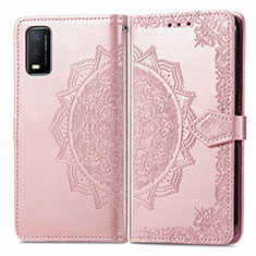 Custodia Portafoglio In Pelle Fantasia Modello Cover con Supporto per Vivo Y3s (2021) Oro Rosa