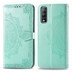 Custodia Portafoglio In Pelle Fantasia Modello Cover con Supporto per Vivo Y50t Verde