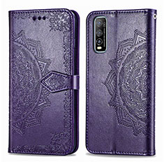 Custodia Portafoglio In Pelle Fantasia Modello Cover con Supporto per Vivo Y51s 5G Viola